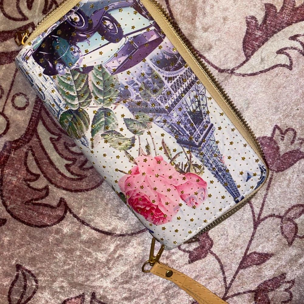 Floral and Eiffel Tower Print Women's Wallet